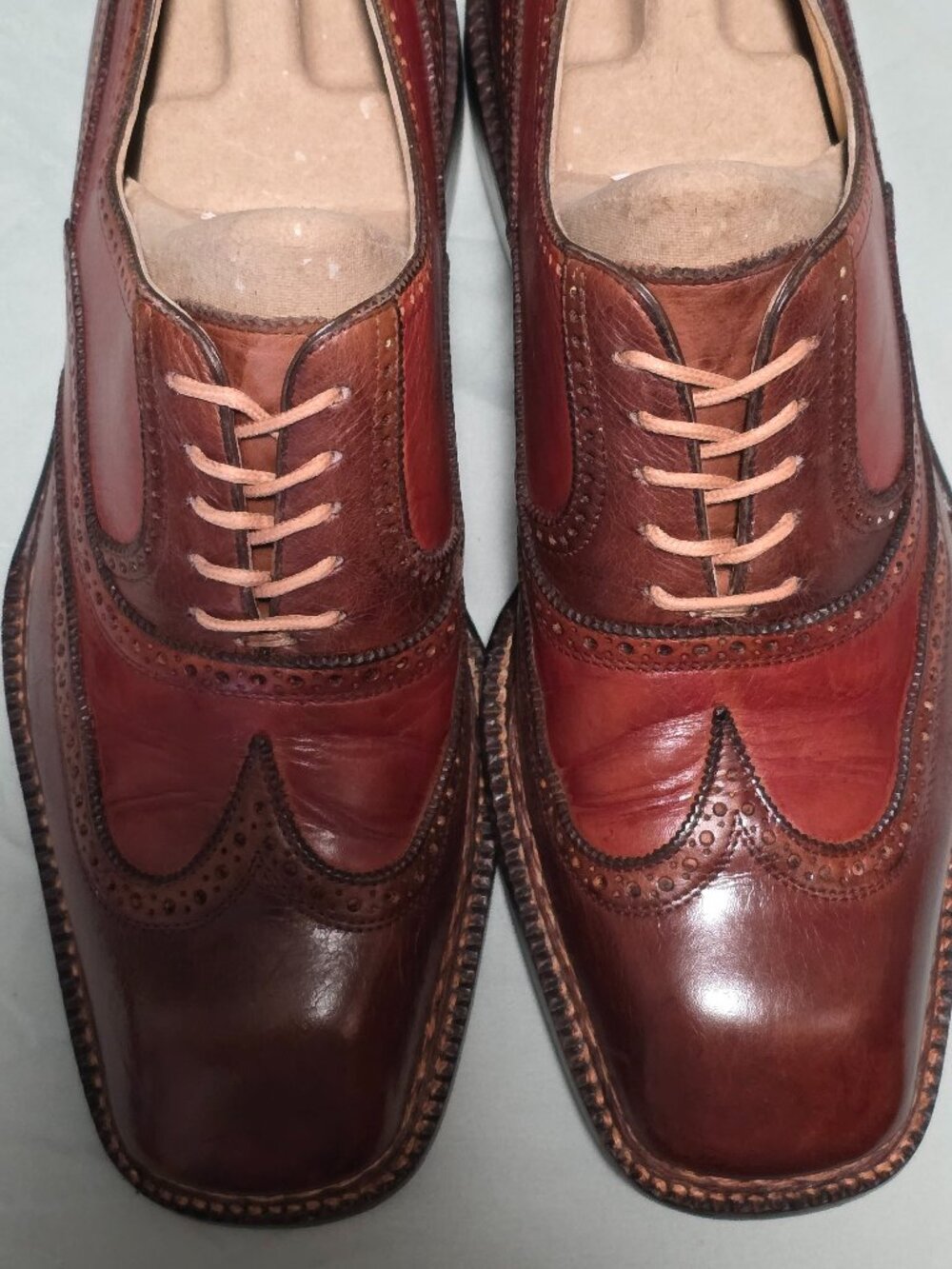 Lidfort 8-M Mens Red and Brown Mens Wingtip Oxford Dress Shoes